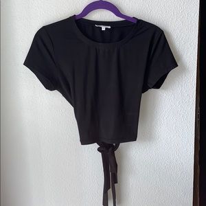 black crop top with tie in the back